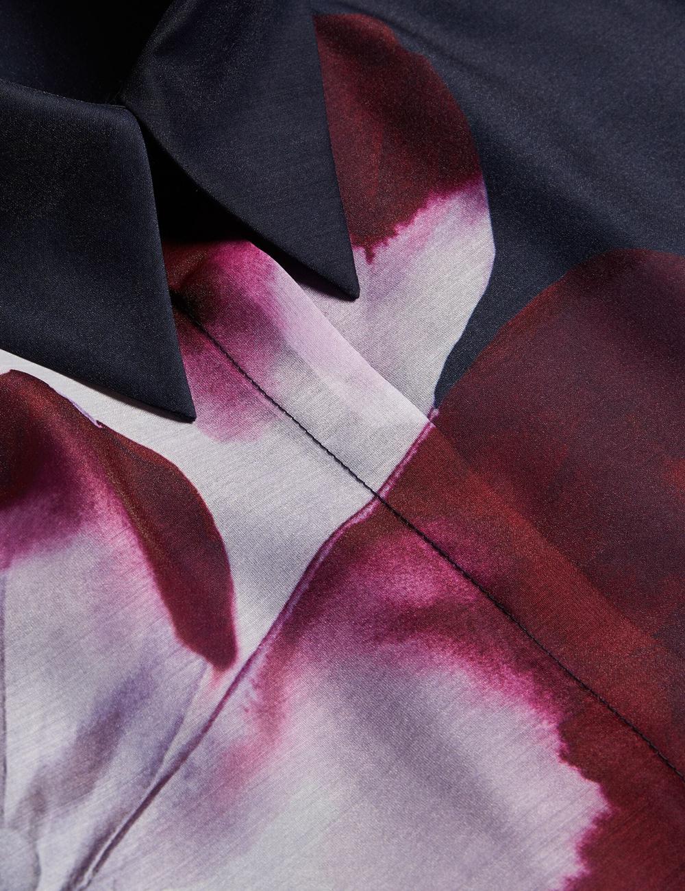 Women Ted Baker ORRIN - Floral Sheer Organza Oversized Casual Shirts Navy | XYEA41068