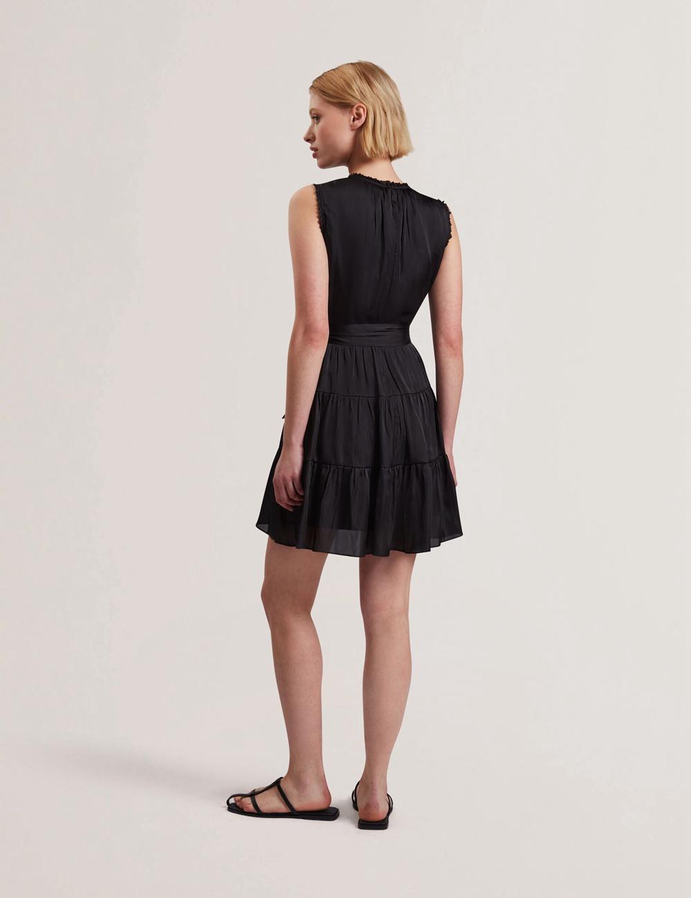 Women Ted Baker OTIANA - Sleeveless Waistred Mini Dresses Black | OKVJ27508