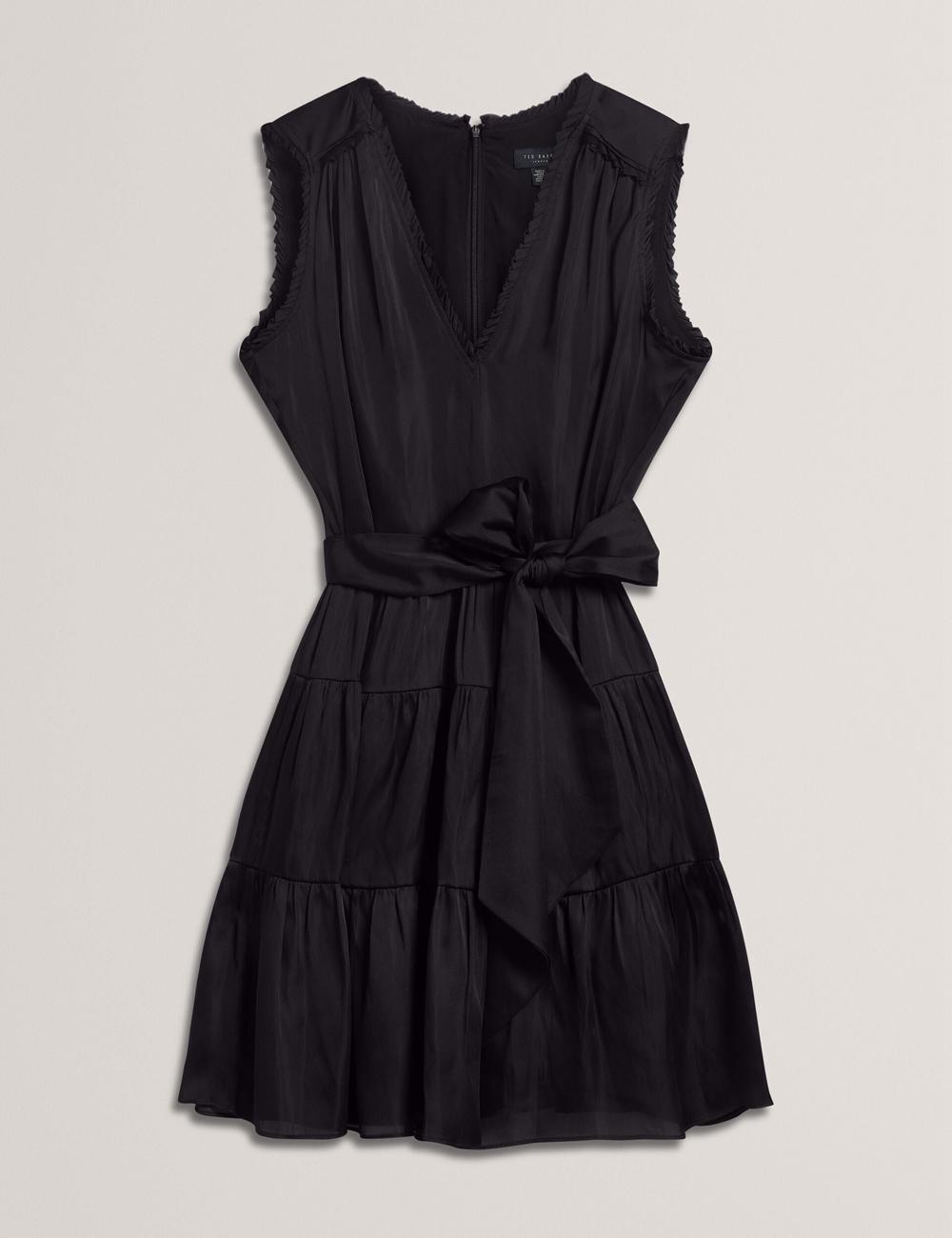 Women Ted Baker OTIANA - Sleeveless Waistred Mini Dresses Black | OKVJ27508