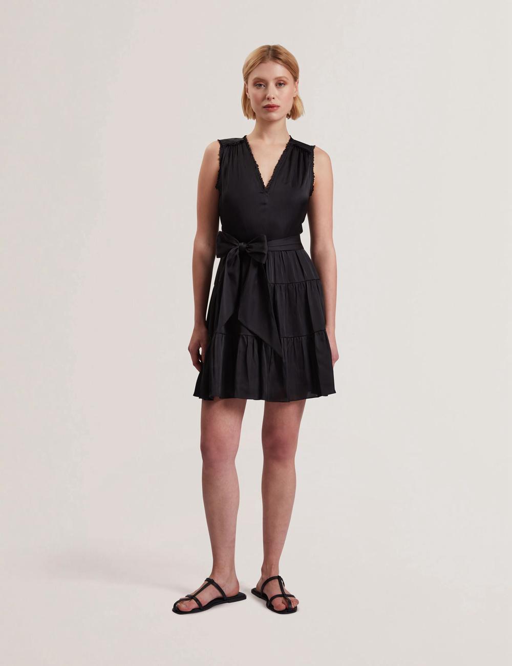 Women Ted Baker OTIANA - Sleeveless Waistred Mini Dresses Black | OKVJ27508