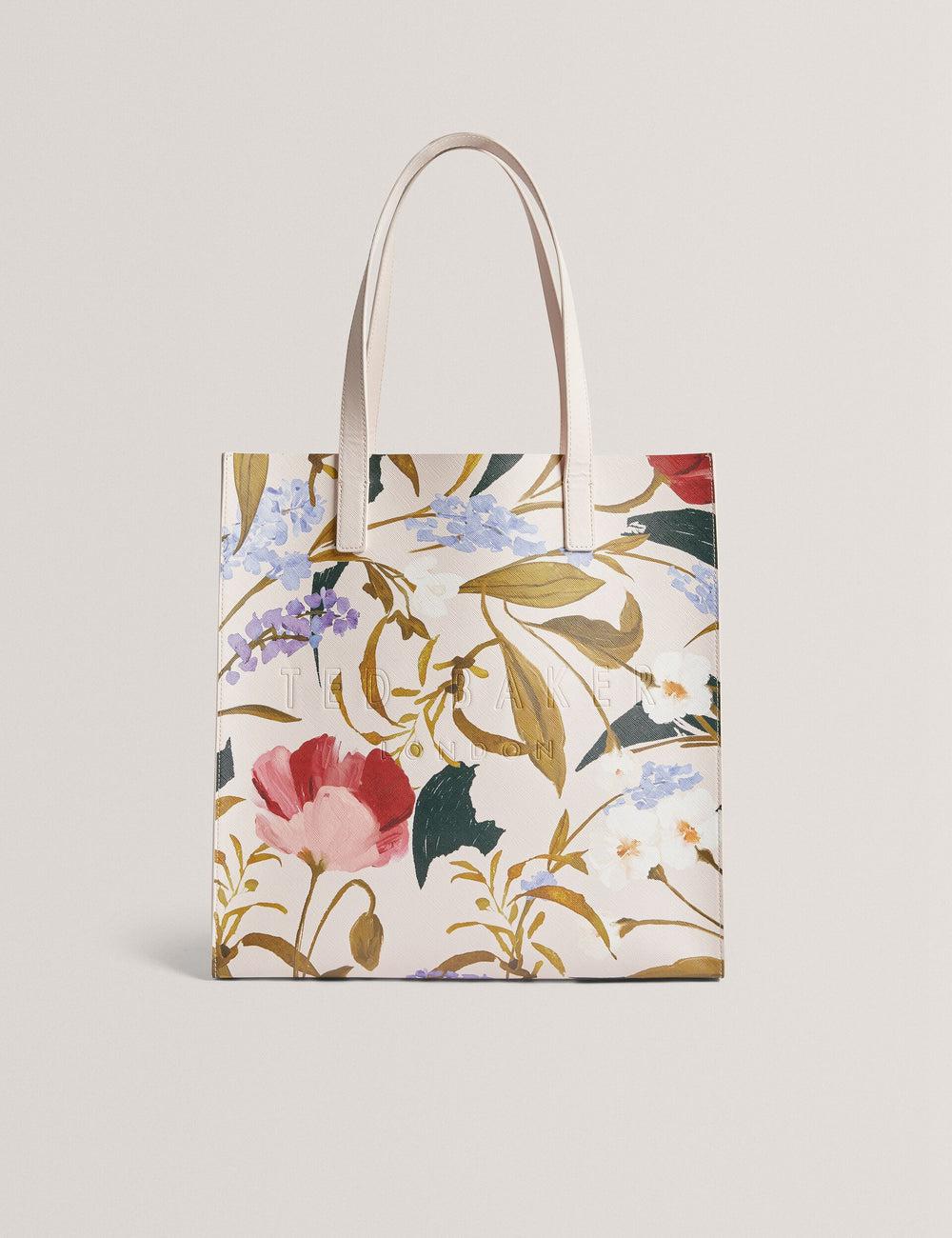 Women Ted Baker PALAMAA - Floral Print PU Leather Large Tote Bags Pink | REJG39720