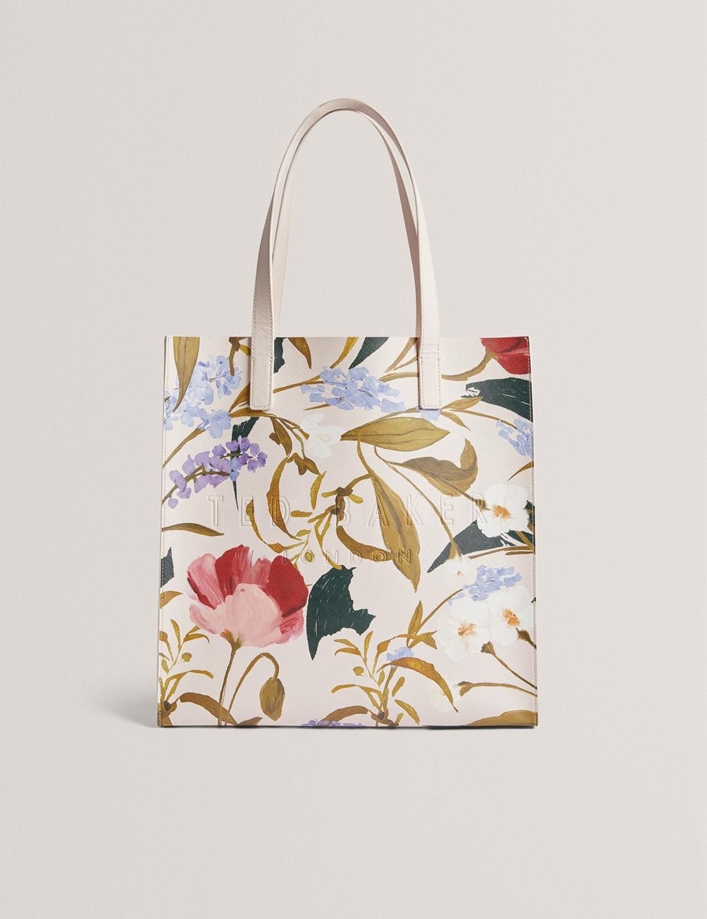 Women Ted Baker PALAMAA - Floral Print PU Leather Large Tote Bags Pink | REJG39720