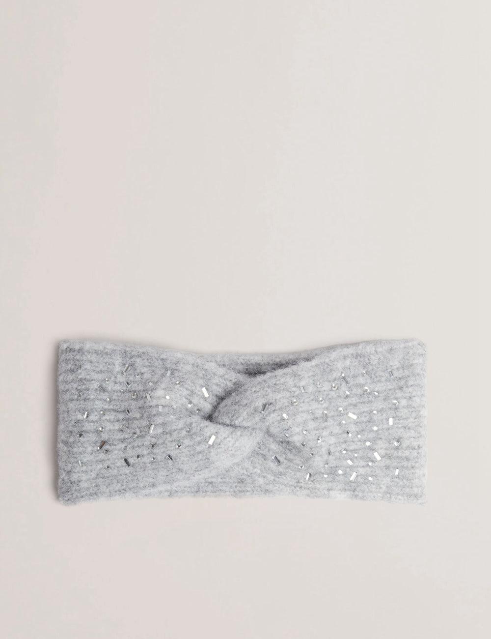 Women Ted Baker PENAOPA - Rhinestone Detail Knitted Headbands Grey | JDHU54016
