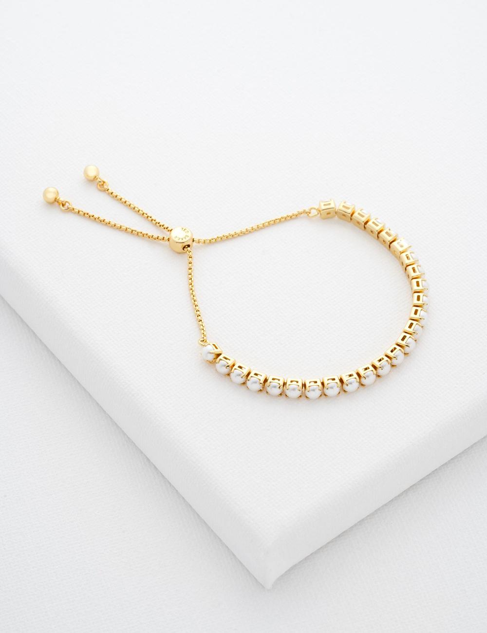 Women Ted Baker PERRMEL - Pearl Adjustable Tennis Bracelets Gold | SOFX82370