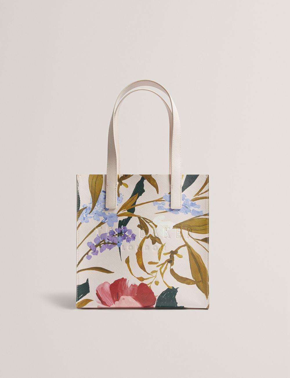 Women Ted Baker PHYLISA - Floral Print PU Leather Small Tote Bags Pink | GYJT48157