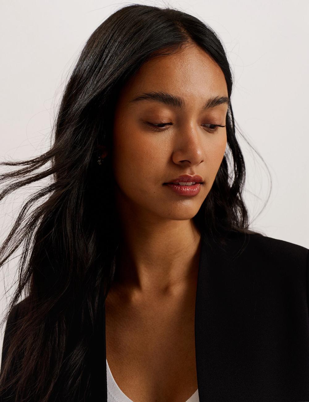 Women Ted Baker POPSY - 3/4 Sleeve Crop Blazers Black | TBMJ18425