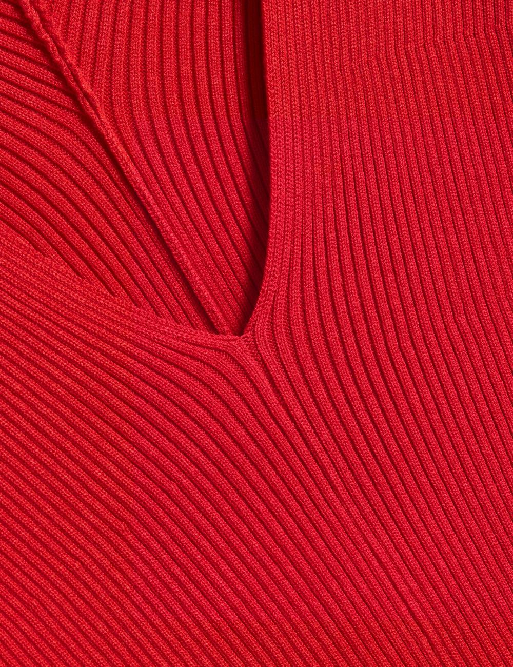 Women Ted Baker PRICILA - Shaped Sleeve Knitted Bodycon Midi Dresses Red | CYBN72968
