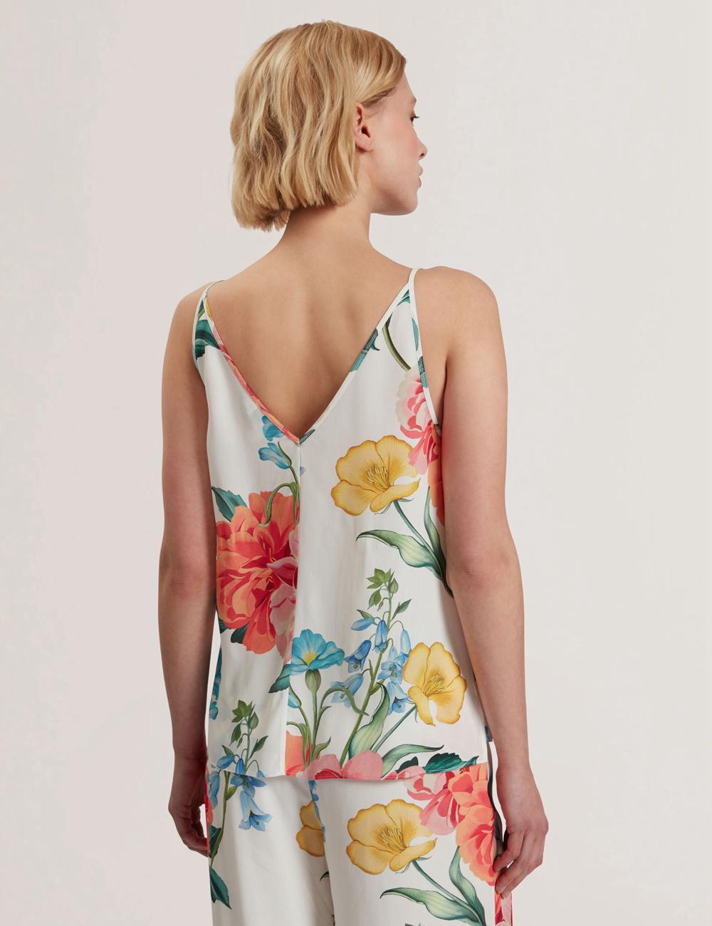 Women Ted Baker PURRLA - Floral Print Scoop Neck Sleeveless Tops White | ZOHR16432