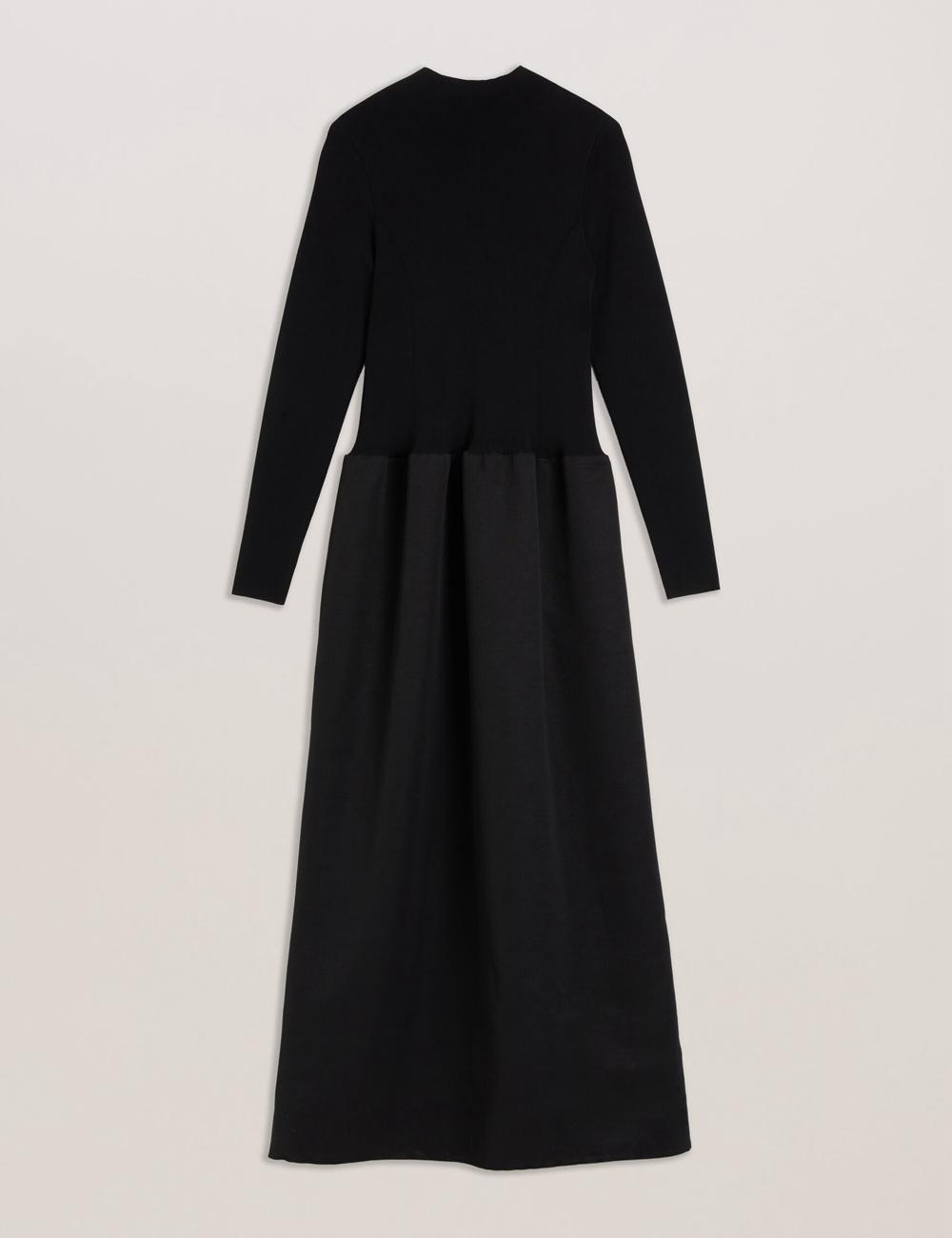 Women Ted Baker PYLIA - Structured With Knitted Bodice Maxi Dresses Black | NPRG51439