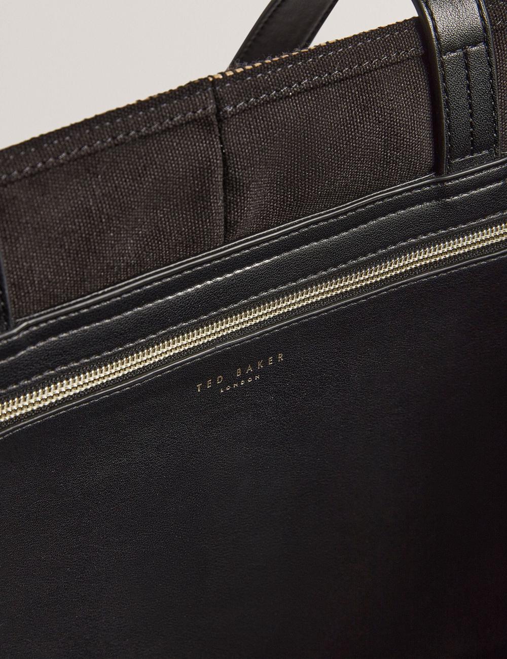 Women Ted Baker RAFIYA - Woven Colour Block Folding Shopper Shopper Bags Black | GIEO28035
