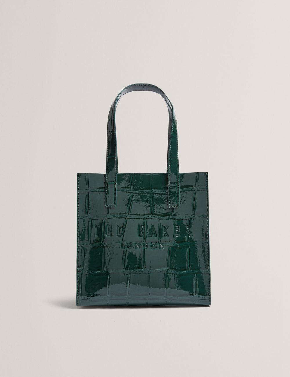 Women Ted Baker REPTCON - Croc Effect Small Tote Bags Mid-Green | LYDV64582