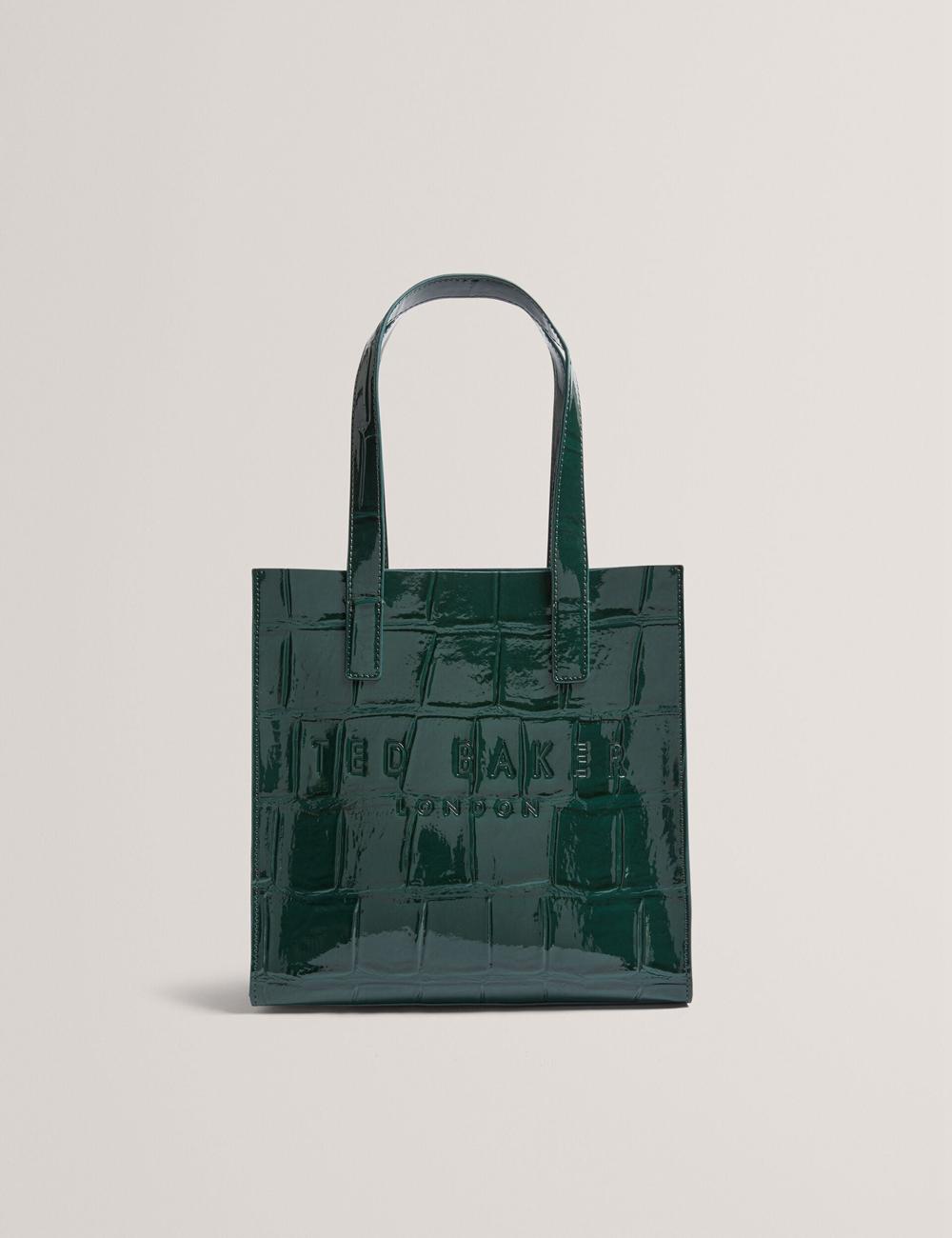 Women Ted Baker REPTCON - Croc Effect Small Tote Bags Mid-Green | LYDV64582