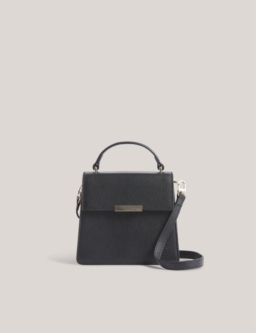 Women Ted Baker ROSELII - Small Top Handle Bar Detail Leather Crossbody Bags Black | WMDY73821