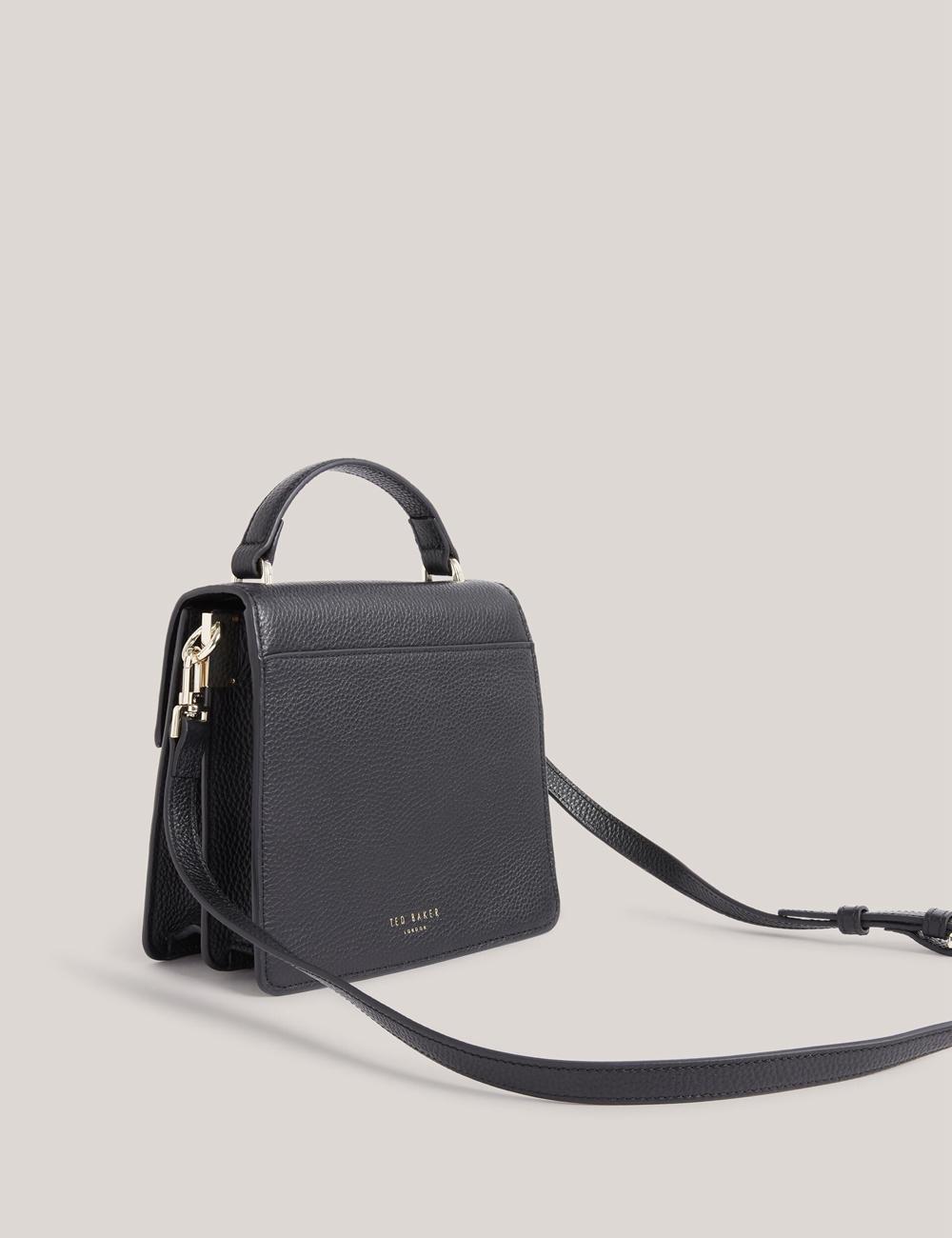 Women Ted Baker ROSELII - Small Top Handle Bar Detail Leather Crossbody Bags Black | WMDY73821