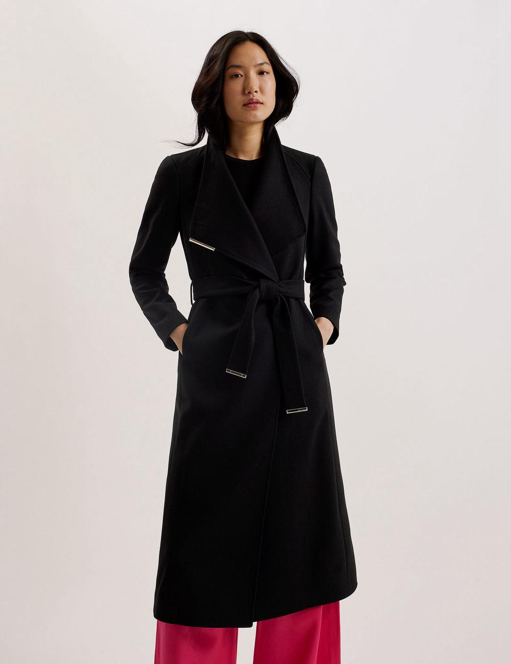 Women Ted Baker ROSELL Wool Wool Coats Black | VWCS27135