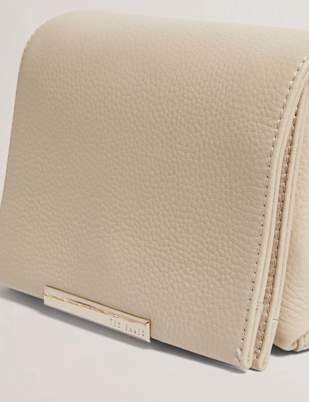 Women Ted Baker ROUSEN - Bar Detail Fold Over Leather Crossbody Bags Ecru | CWSR90764