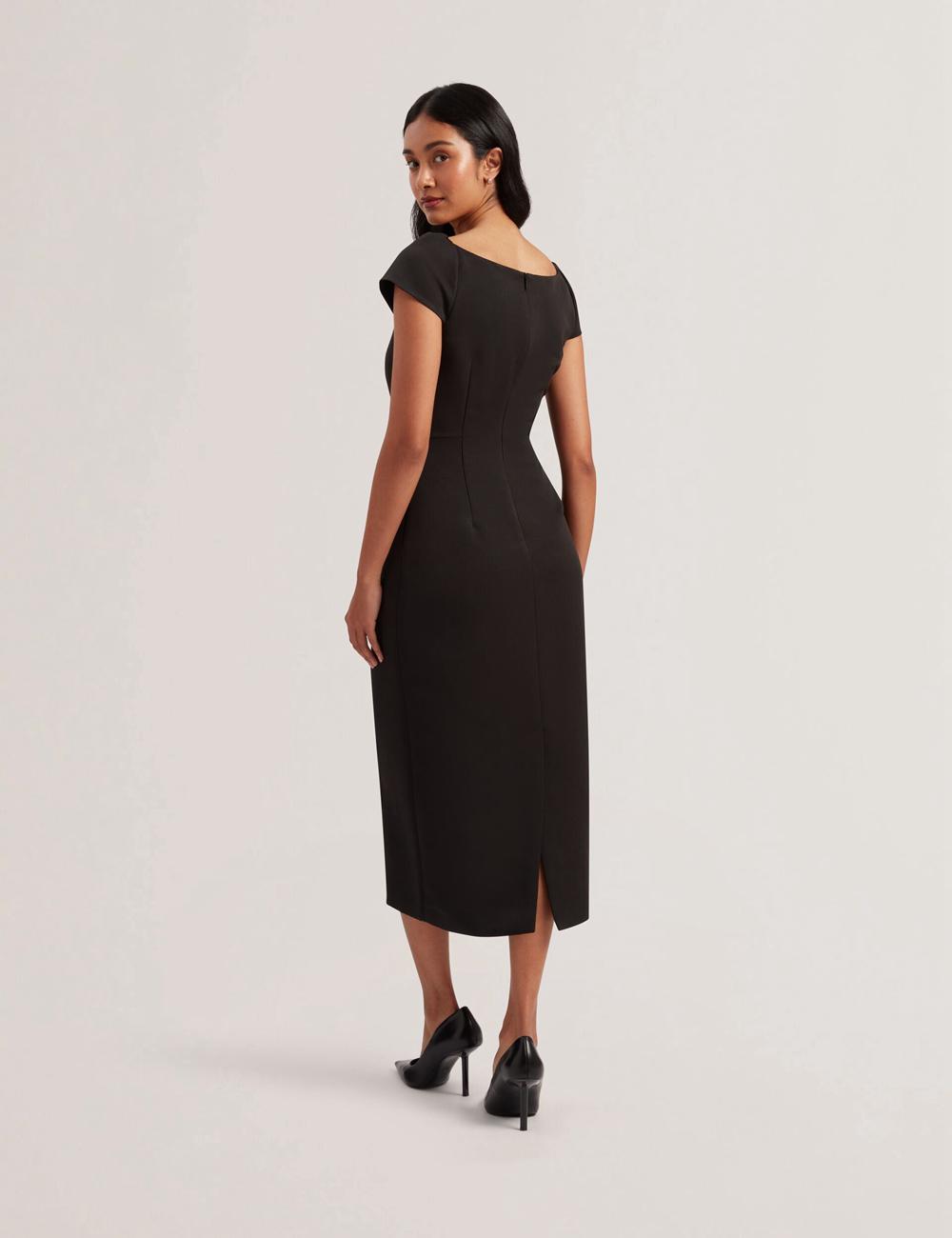 Women Ted Baker SASSARI - Tailored Cap Sleeve Column Midi Dresses Black | XCYH76905