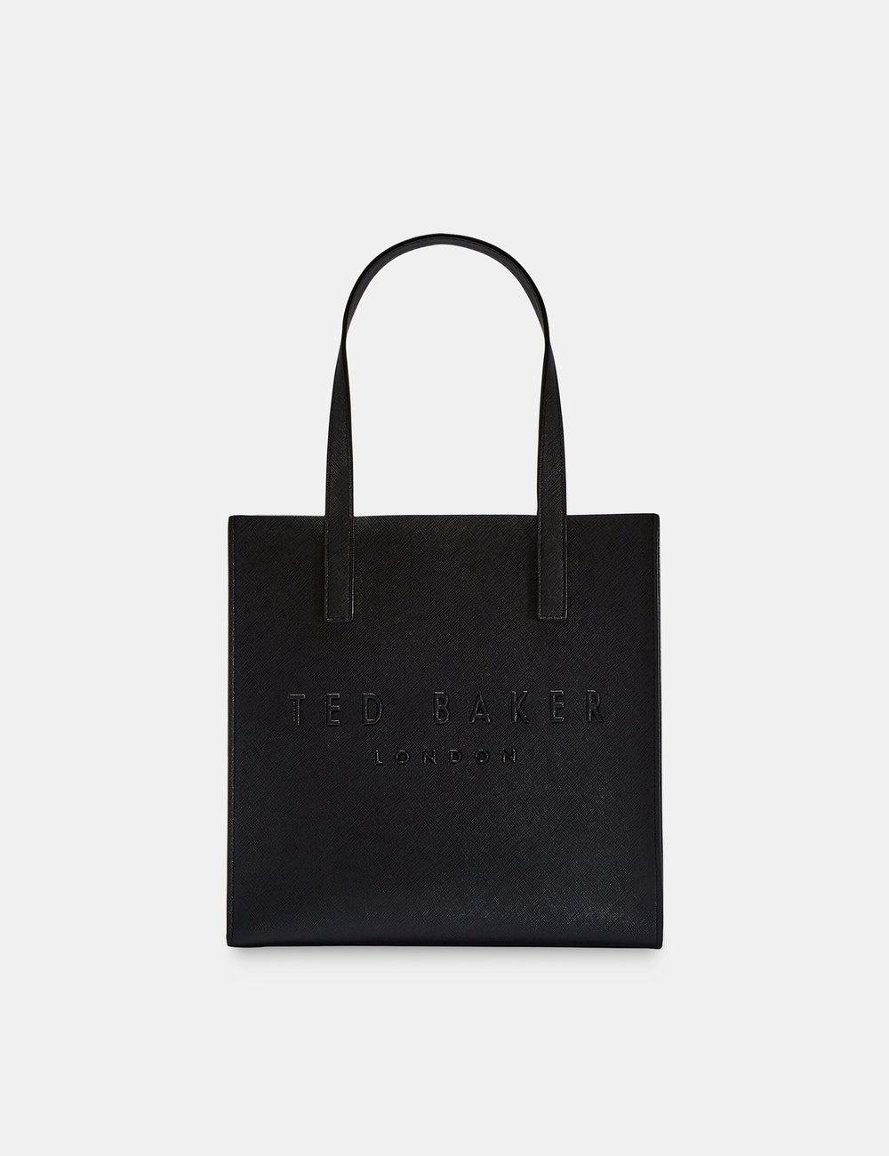 Women Ted Baker SEACON - Textured Faux Leather Small Icon Tote Bags Black | BWLE29714