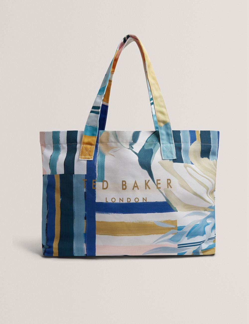 Women Ted Baker SHELYSS - Printed Beach & Flip Flops Set Tote Bags Green | GVZT47903