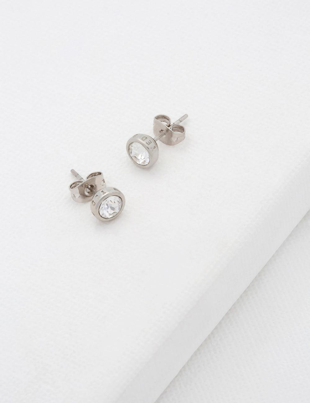 Women Ted Baker SINAA - Solitaire Crystal Stud Earrings Silver | ZQBS27584