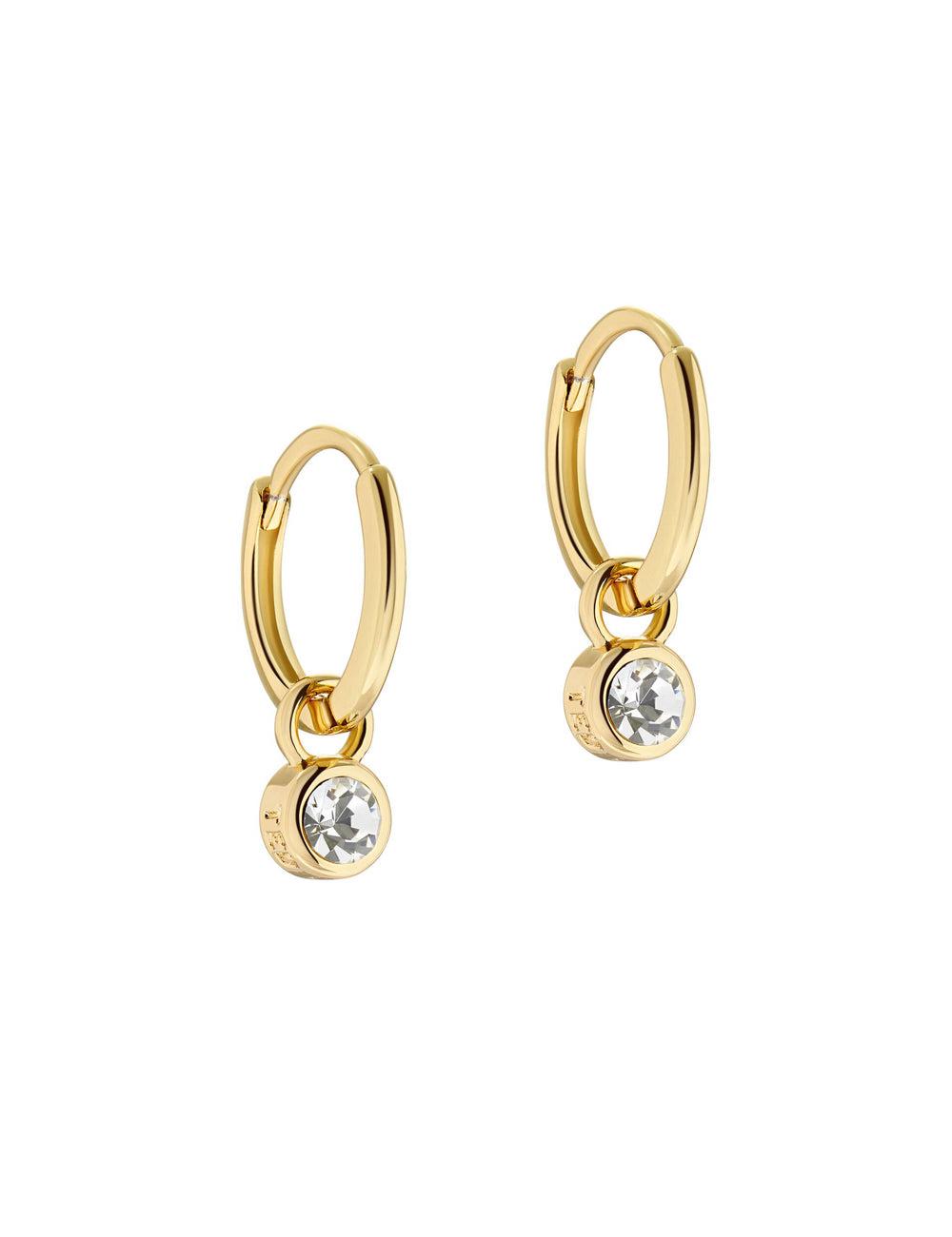 Women Ted Baker SINALAA - Crystal Pendant Huggie Earrings Gold | ZDKL65018