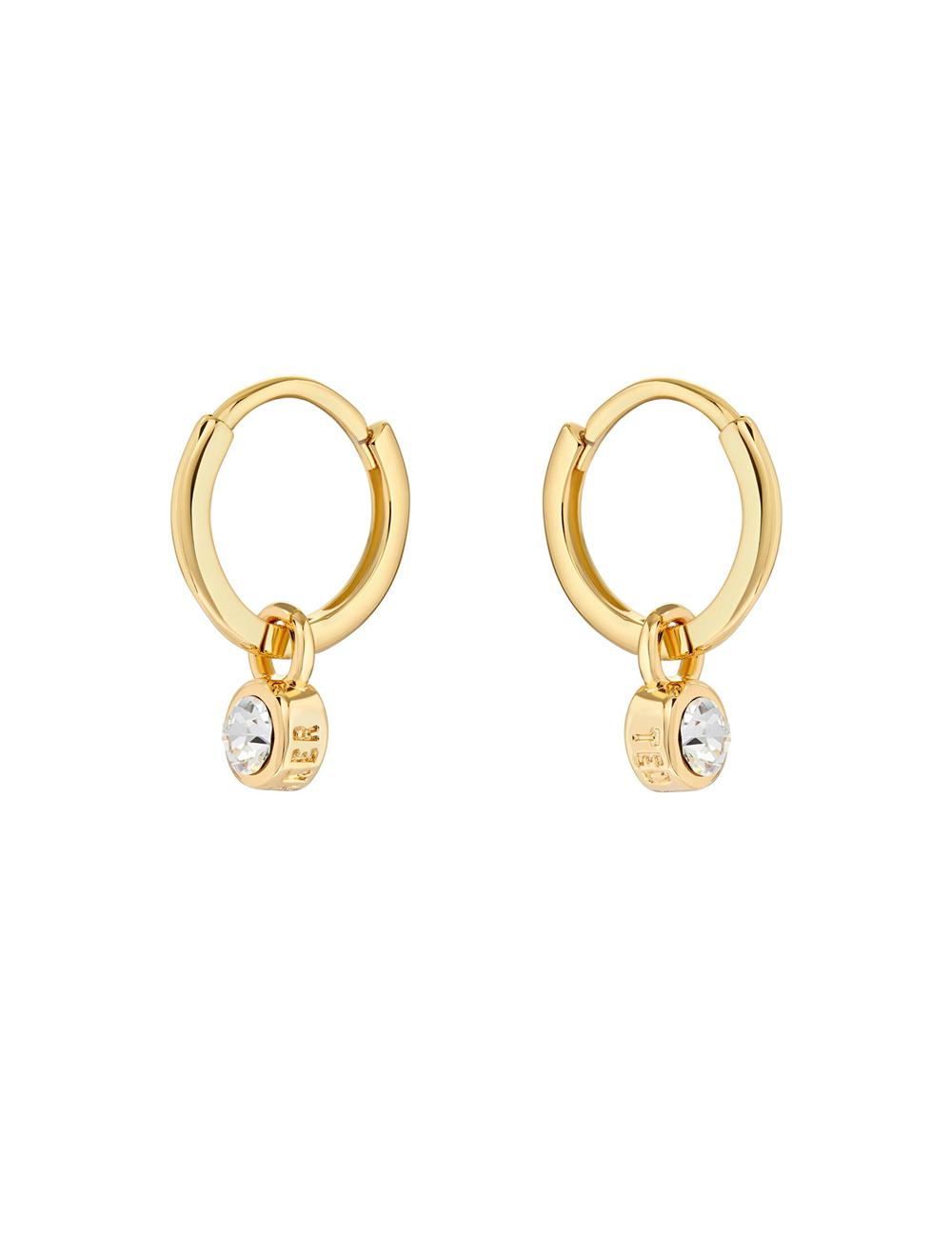 Women Ted Baker SINALAA - Crystal Pendant Huggie Earrings Gold | ZDKL65018