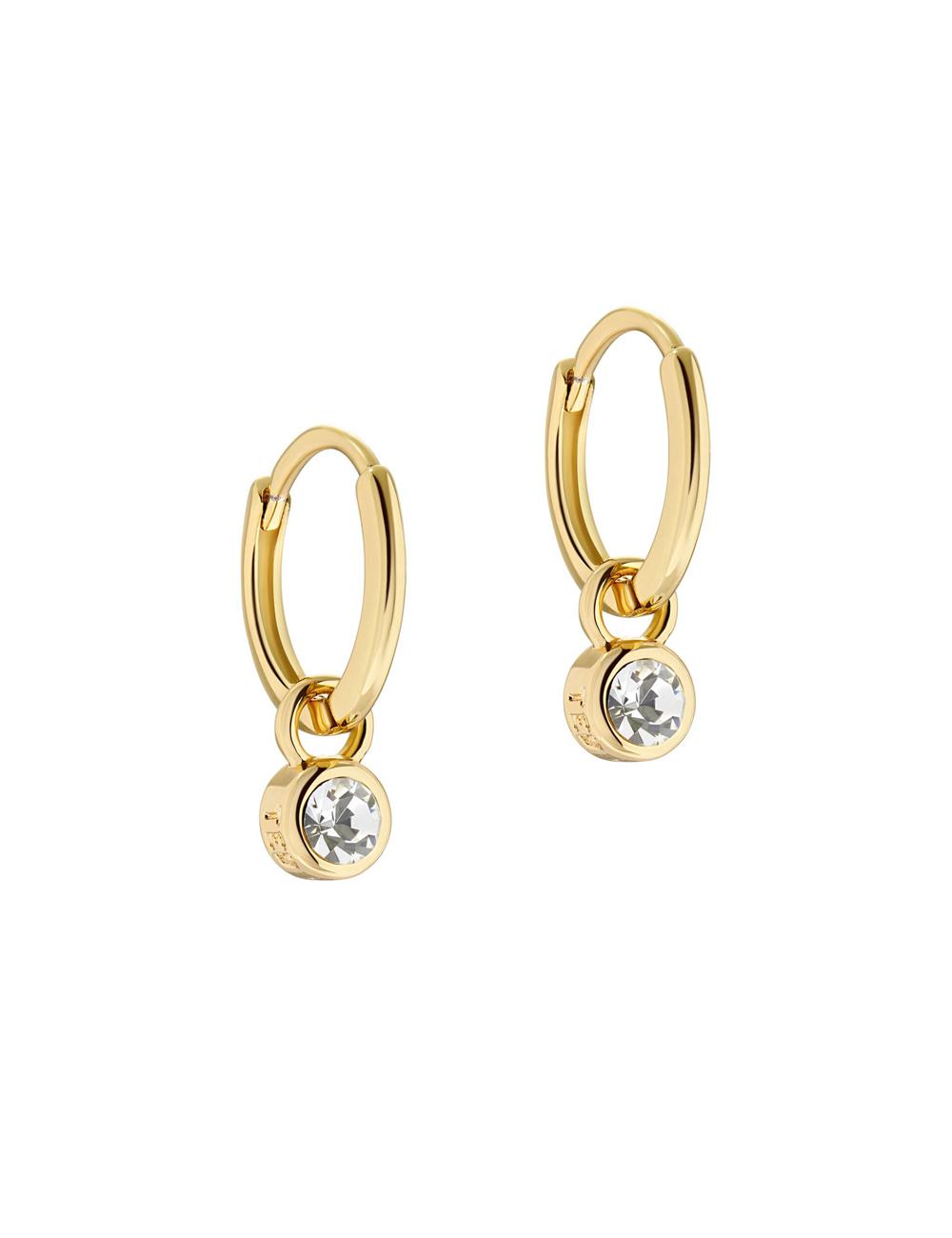 Women Ted Baker SINALAA - Crystal Pendant Huggie Earrings Gold | ZDKL65018
