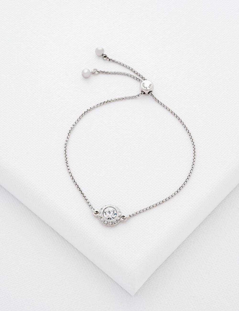 Women Ted Baker SOLETA - Solitaire Sparkle Crystal Adjustable Bracelets Silver | HDFV64785
