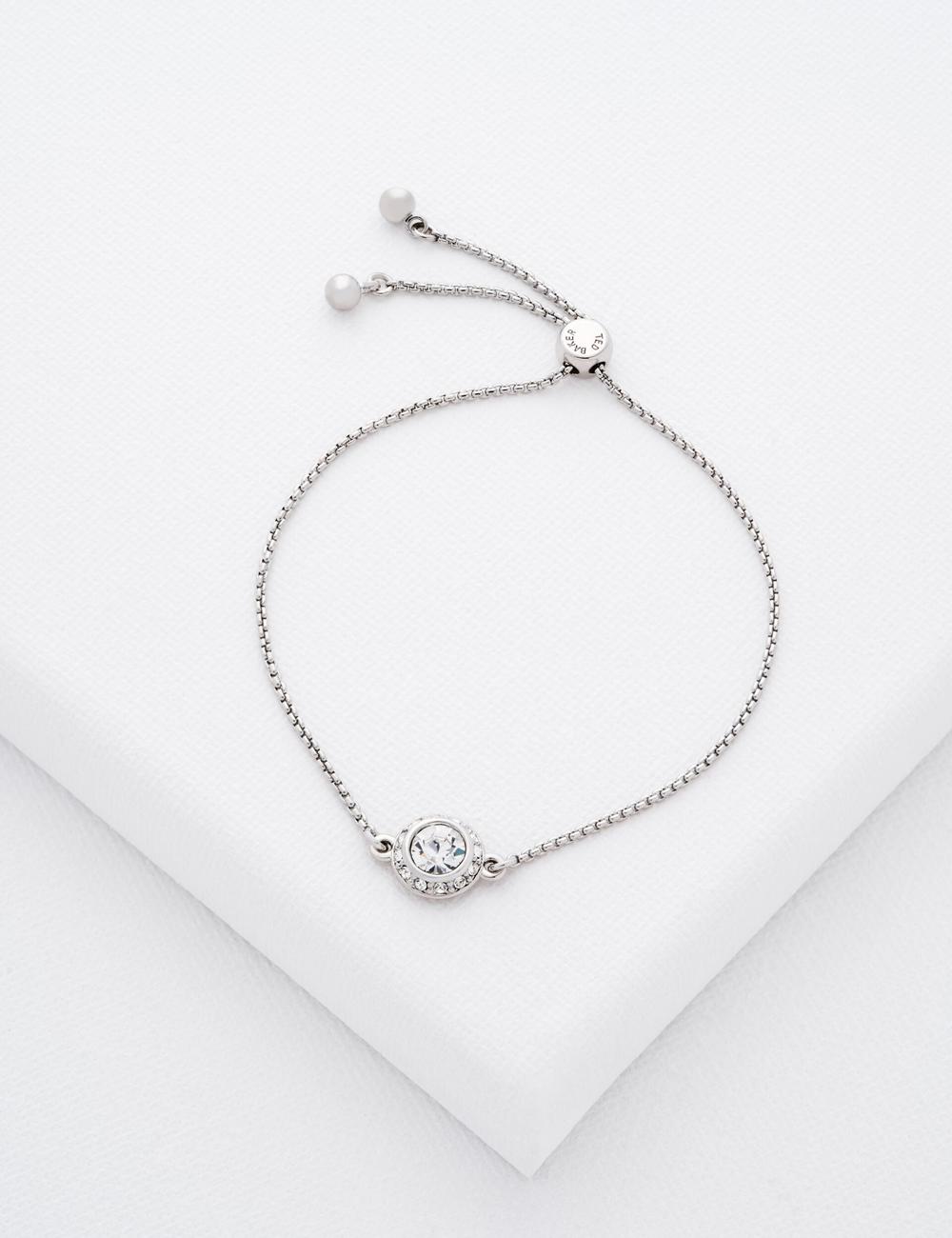 Women Ted Baker SOLETA - Solitaire Sparkle Crystal Adjustable Bracelets Silver | HDFV64785