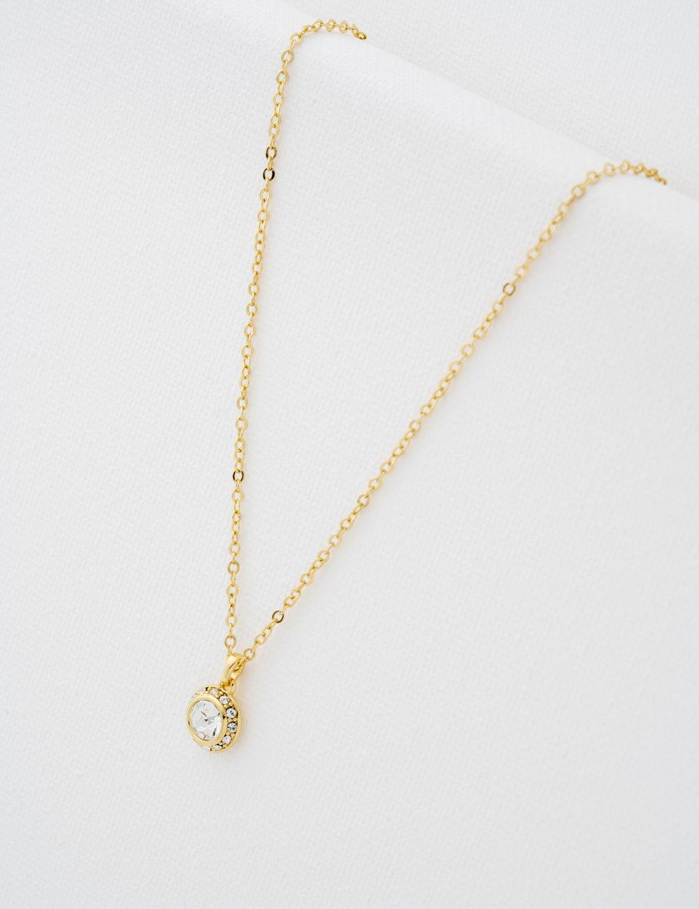 Women Ted Baker SOLTELL - Solitaire Sparkle Crystal Pendant Necklaces Gold | NMCJ91302