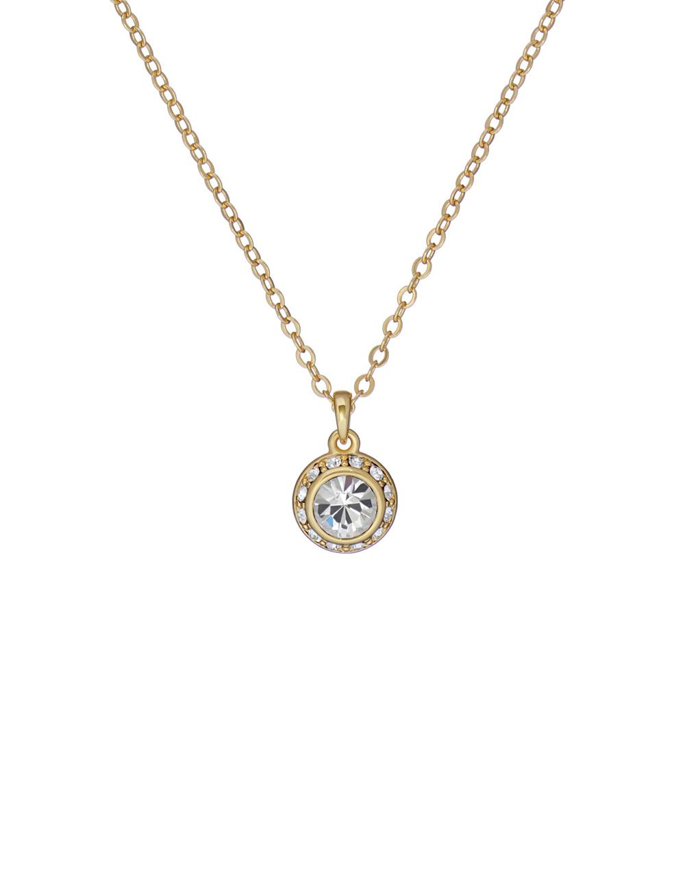 Women Ted Baker SOLTELL - Solitaire Sparkle Crystal Pendant Necklaces Gold | NMCJ91302