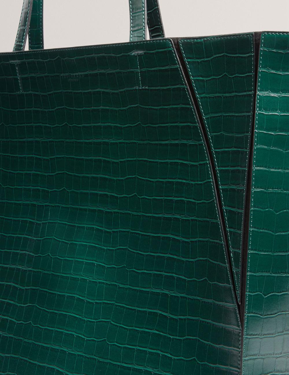 Women Ted Baker SOPHYNA - Croc Effect Folding Shopper Shopper Bags Dk-Green | UKXA02713