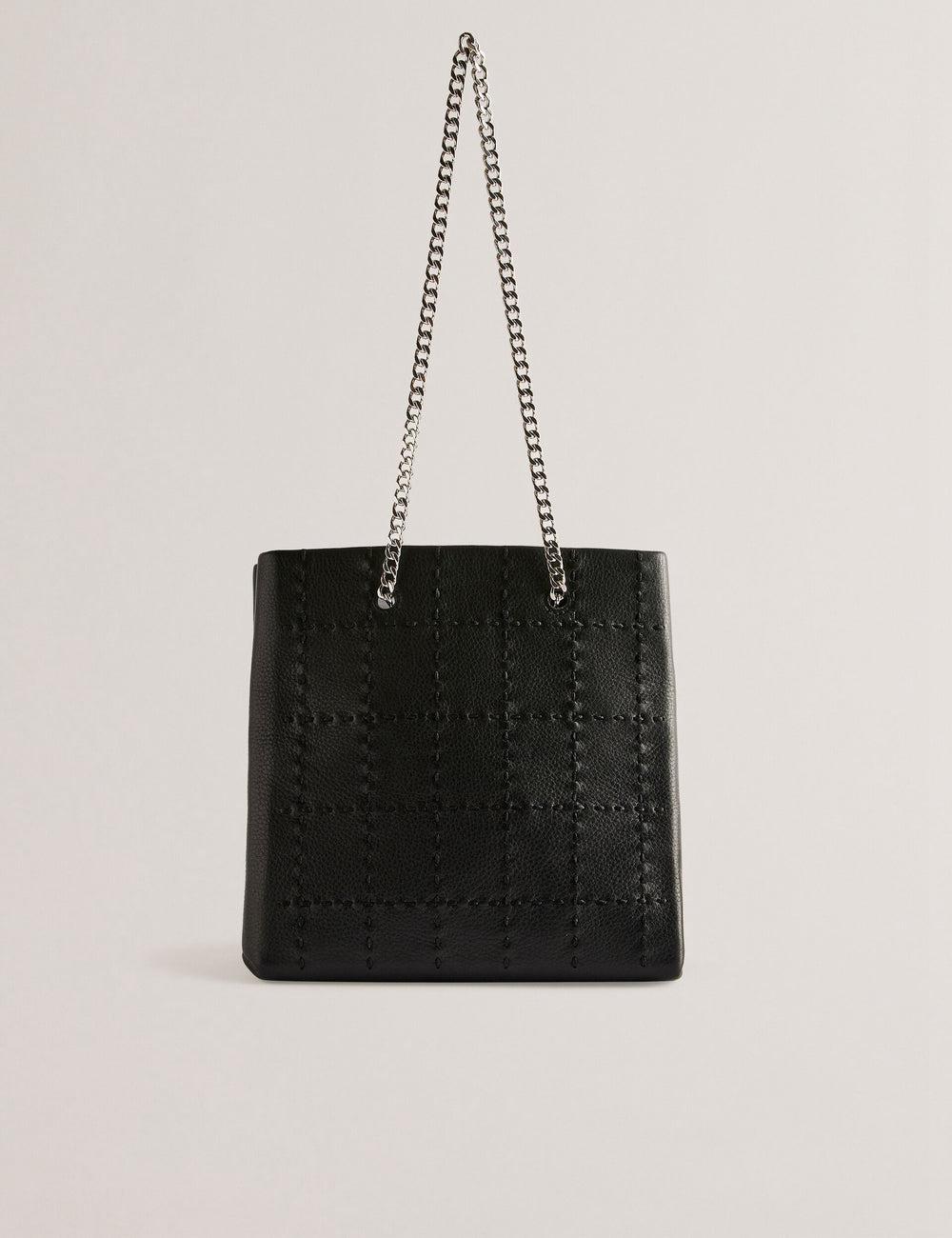 Women Ted Baker STALIA - Stitch Detail Leather Small Tote Bags Black | OKGA50871