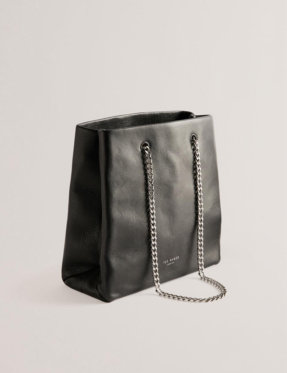 Women Ted Baker STALIA - Stitch Detail Leather Small Tote Bags Black | OKGA50871