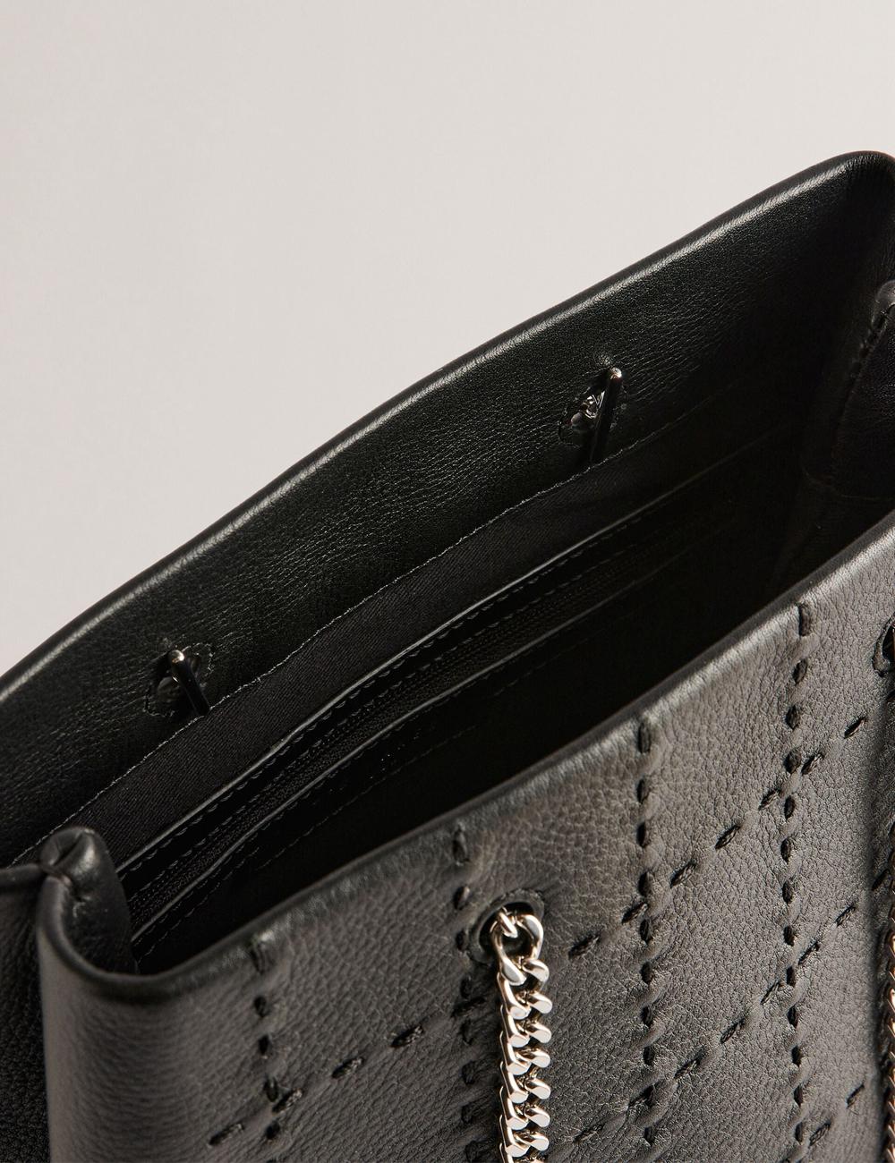 Women Ted Baker STALIA - Stitch Detail Leather Small Tote Bags Black | OKGA50871