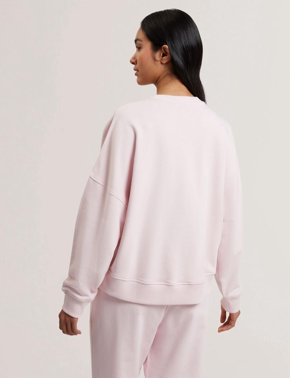 Women Ted Baker STIILA - Embroidered Logo Pure Cotton Sweatshirts Pink | OSDM07926
