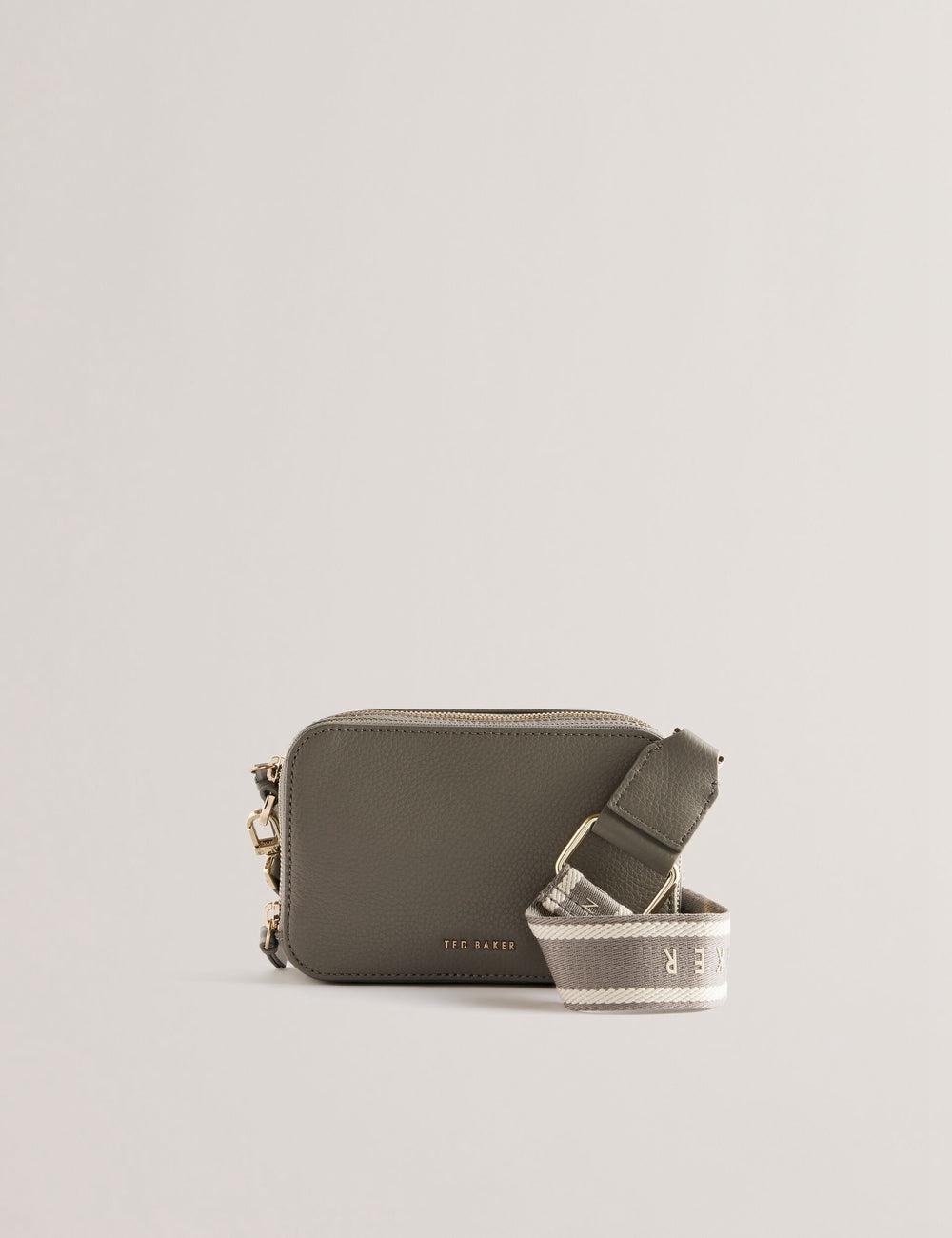 Women Ted Baker STUNNA - Mini Leather Crossbody Camera Camera Bag Mid-Grey | LPNT65384