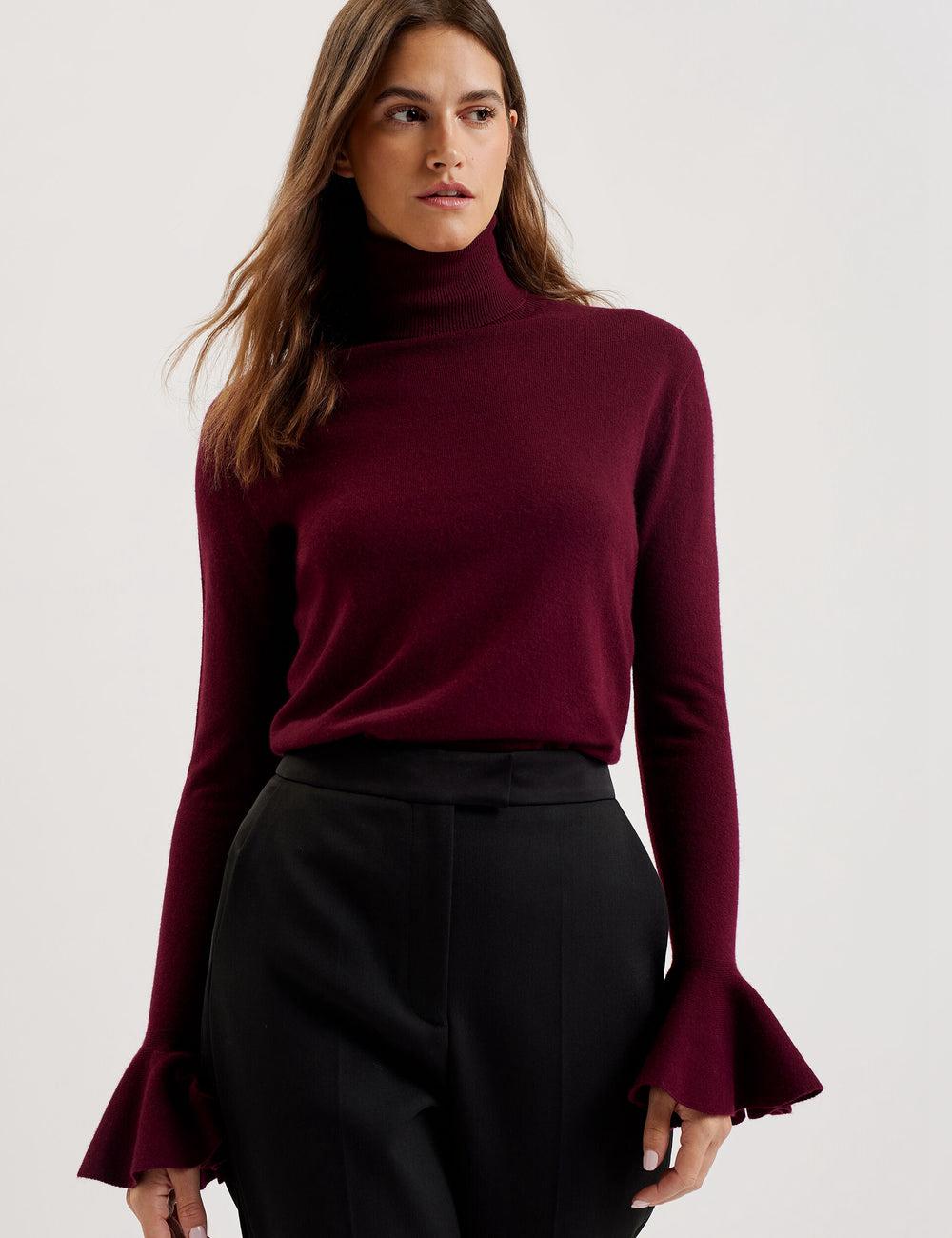 Women Ted Baker TAMSENN - Roll Neck Wool Cashmere Jumpers Red | YLPC85043
