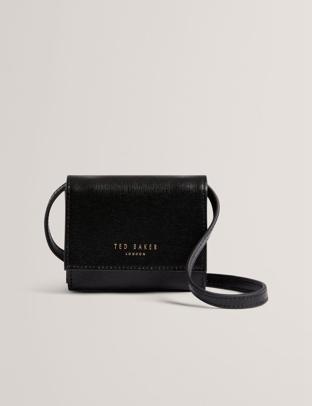 Women Ted Baker TAMZIEE - Leather Crossbody Card Holder Crossbody Bags Black | TCUB35189