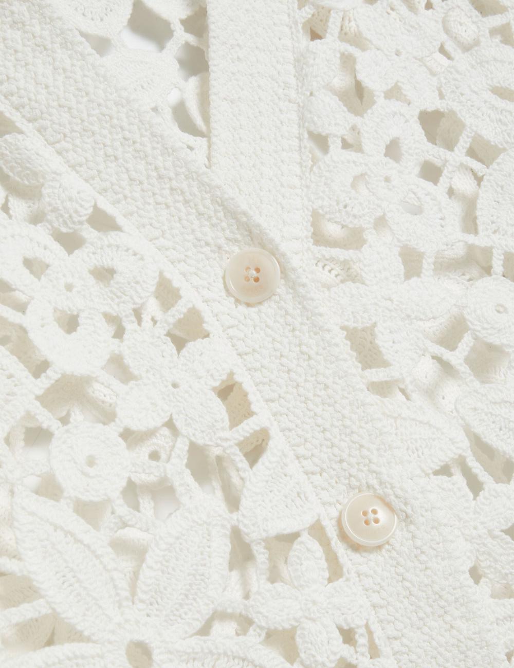 Women Ted Baker TARLI - Crochet Open Knit Longline Cardigans White | NCHZ04731