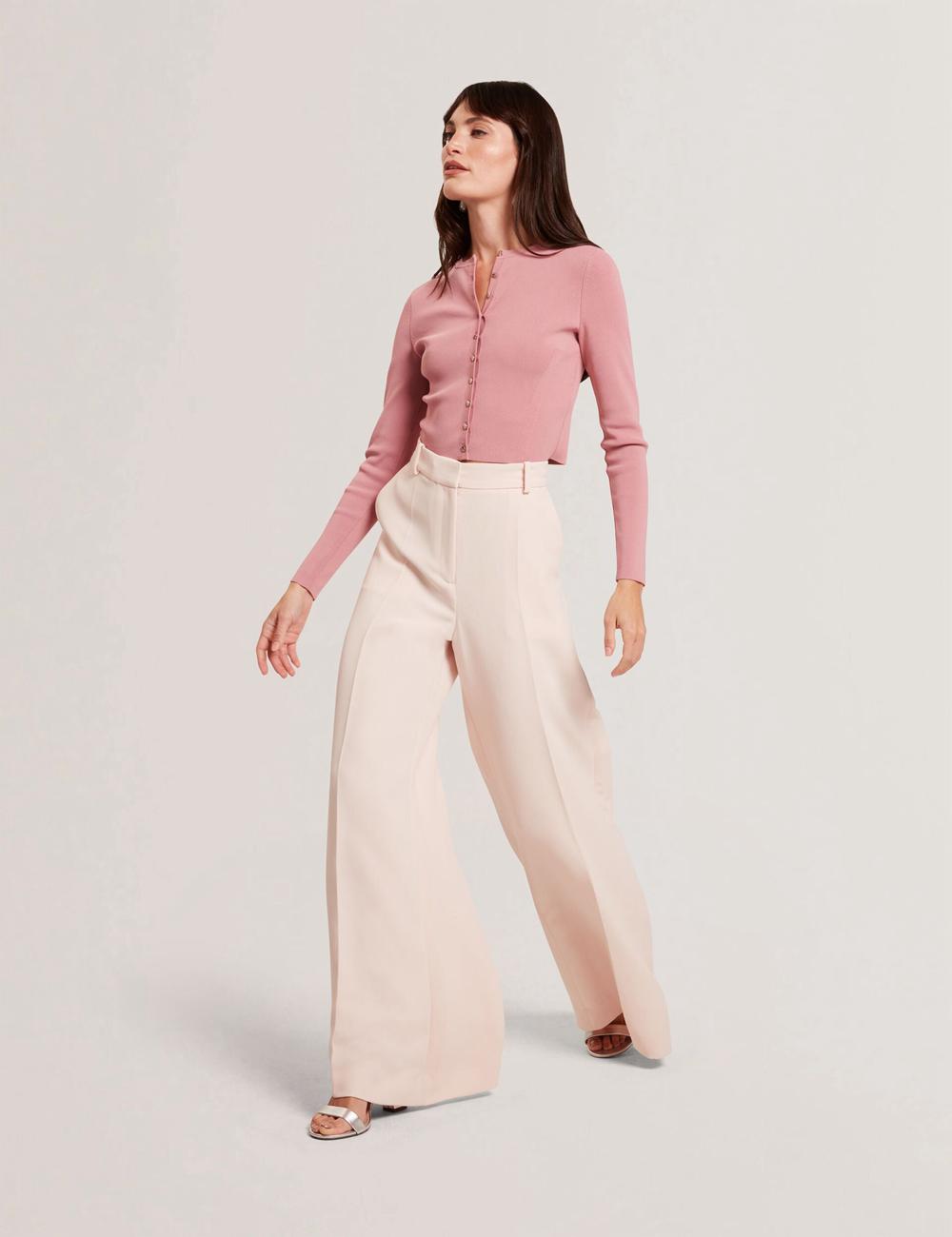 Women Ted Baker TRAGAT - Ultra Wide Leg Woven Tailored Trousers Pink | ONSD37095