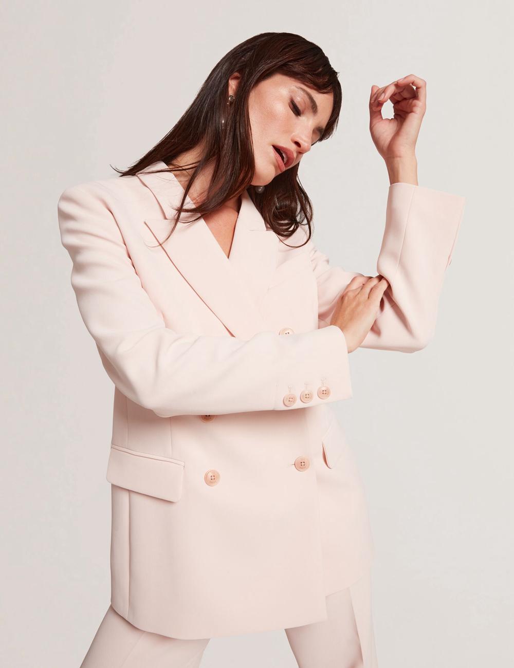 Women Ted Baker TRAGA - Tailored Double Breasted Woven Blazers Pink | MYWL53602