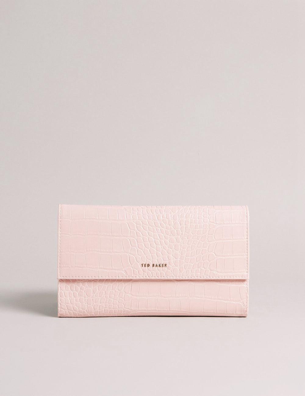 Women Ted Baker TRAVELZ - Croc Faux Leather Travel Organiser Wallets Pink | GXSA51689