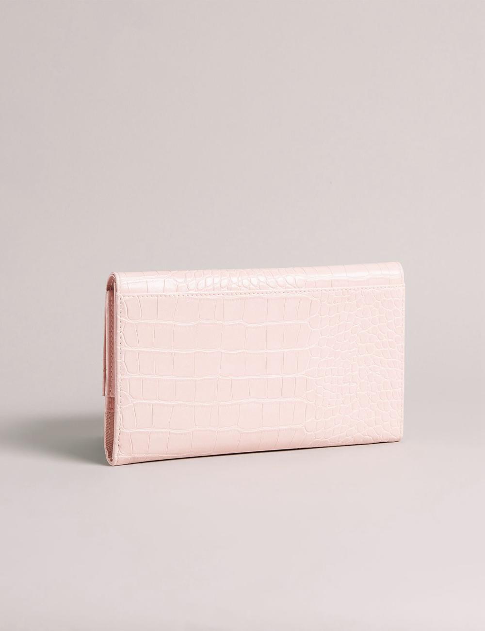 Women Ted Baker TRAVELZ - Croc Faux Leather Travel Organiser Wallets Pink | GXSA51689