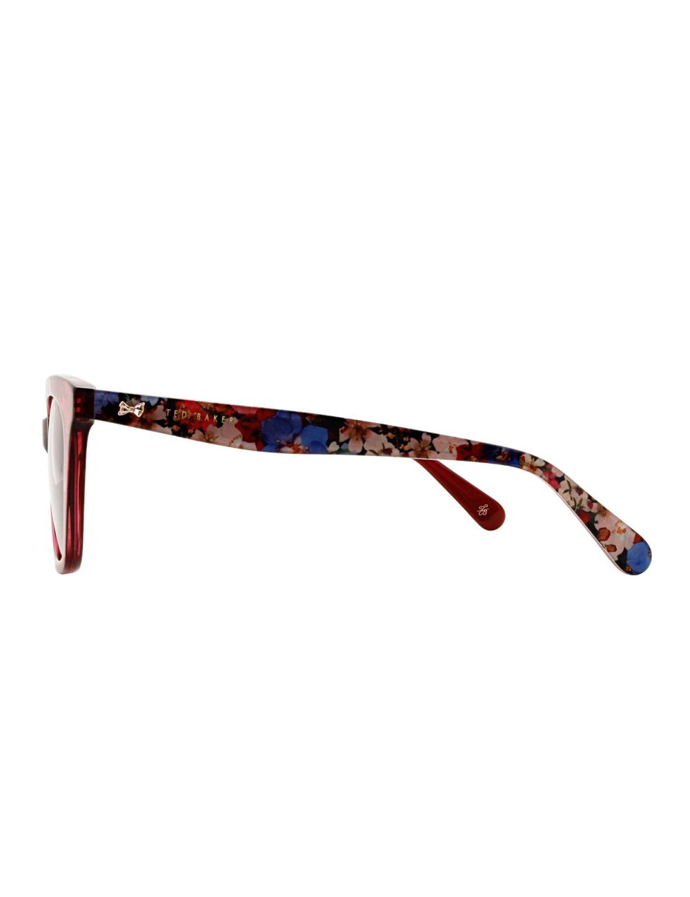 Women Ted Baker TYDE - Square Cat Eye Print Detail Sunglasses Raspberry | SUGI53946