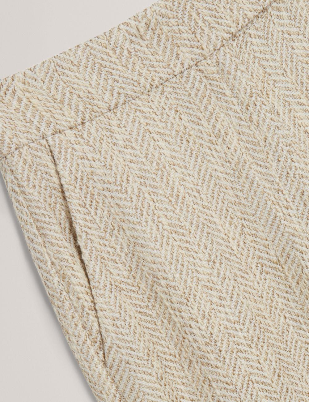 Women Ted Baker VULPAT - Boucle Herringbone Wide Leg Tailored Trousers Ivory | ZOFK40981