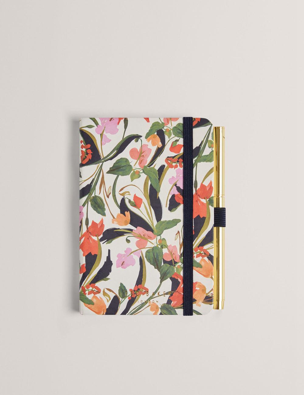 Women Ted Baker WHINNA - Floral Print A6 Notebook & Pen Stationary Nat-White | LJOP01296
