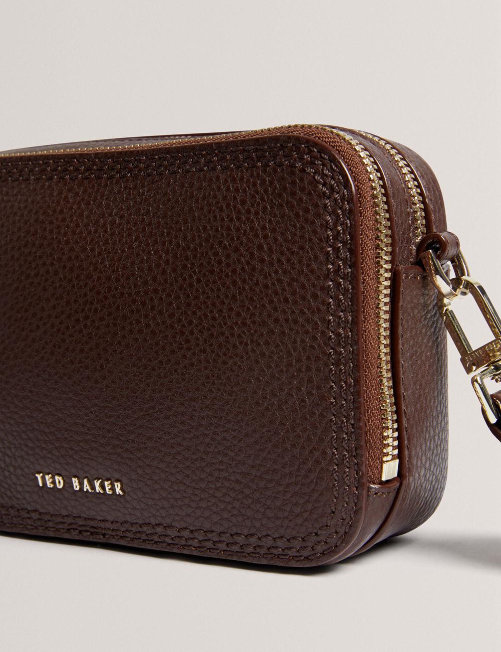 Women Ted Baker WILLSA - Branded Webbing Mini Leather Camera Camera Bag Brown | PEJA18723