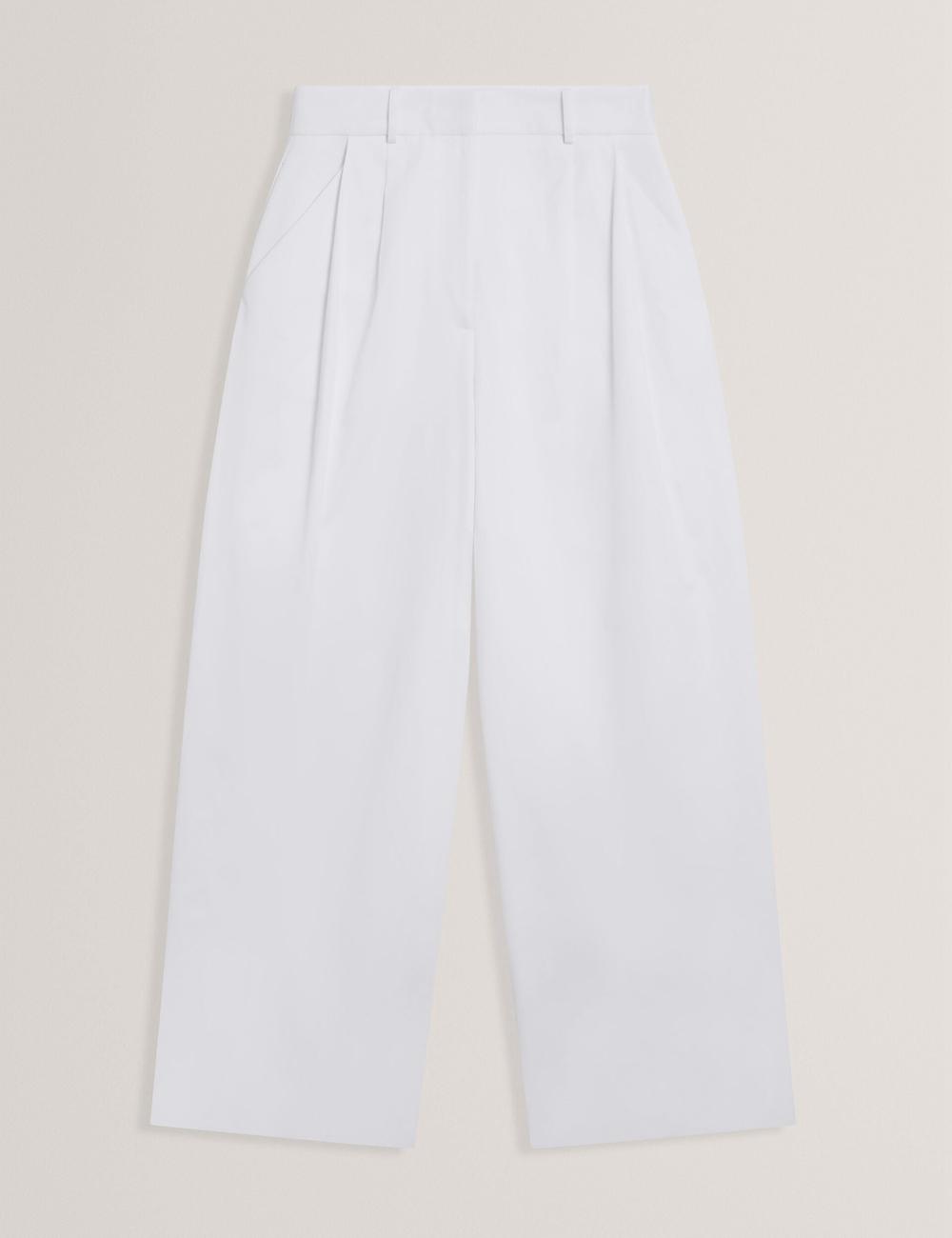 Women Ted Baker ZOZIA - Pleated High Waist Wide Leg Trousers White | EPNT29185